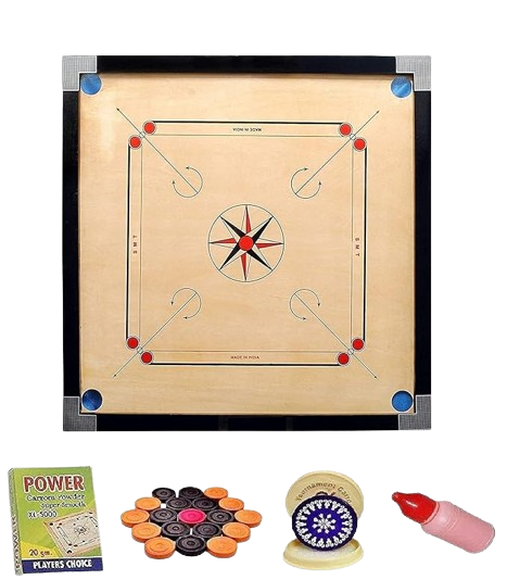 COMING SOON - Volatility Superior Matte Finish Practice Carrom Board for Professional Practice with Coins Striker and Powder Beige (Black, Large -32 inch ABC)